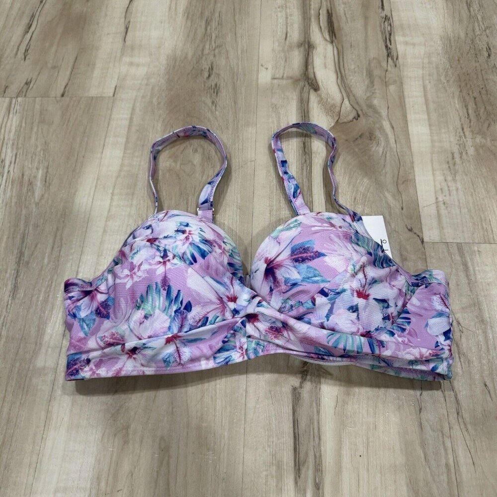 womens nicole miller Swim Top Bra Size Large L Cabana Hibiscus $98 Msrp - Picture 1 of 6